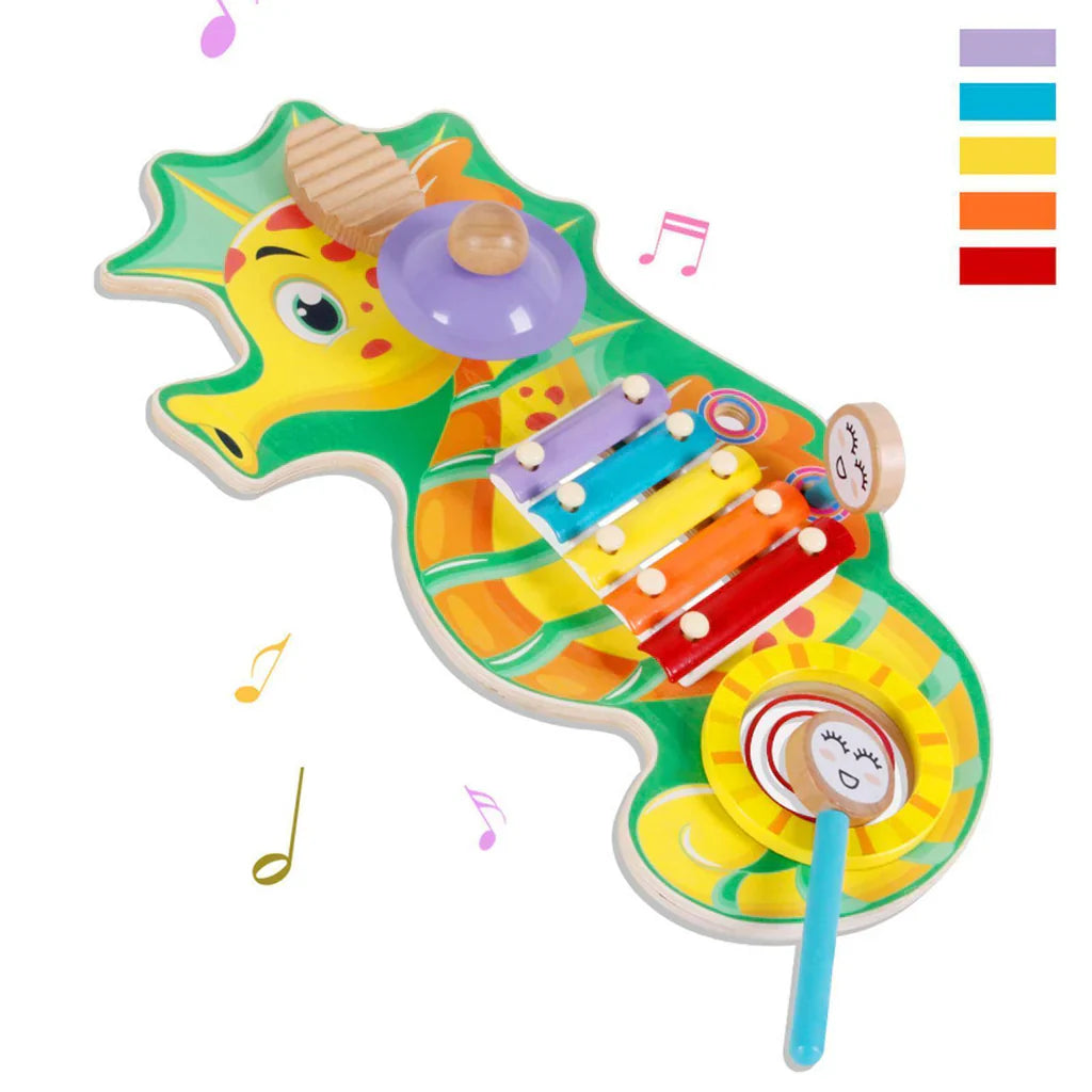 Wooden Xylophone Toy with 2 Gavels | Seahorse | Multi-Colors
